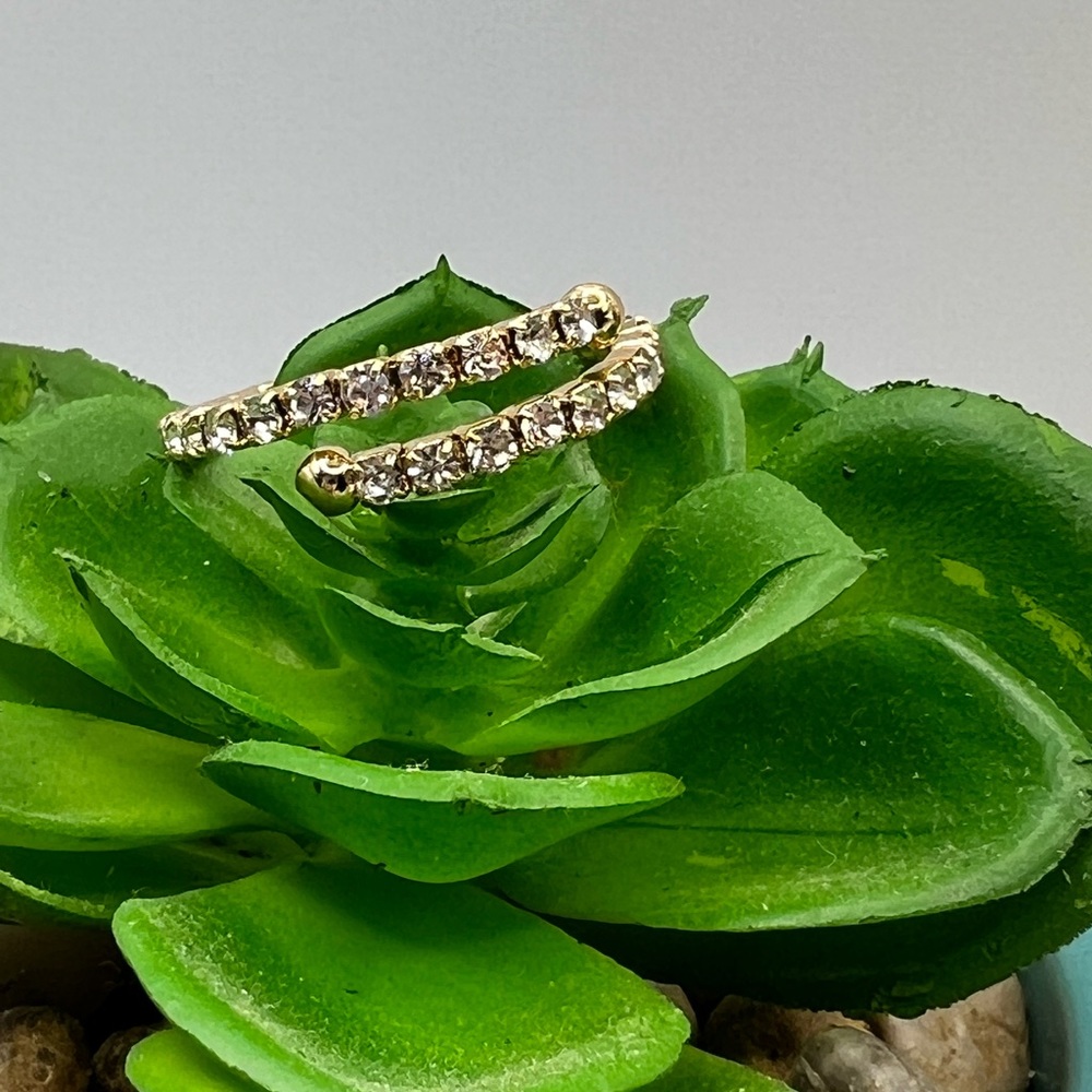 Gold Tone and Cubic‎ Zirconia Adjustable Ring NEW